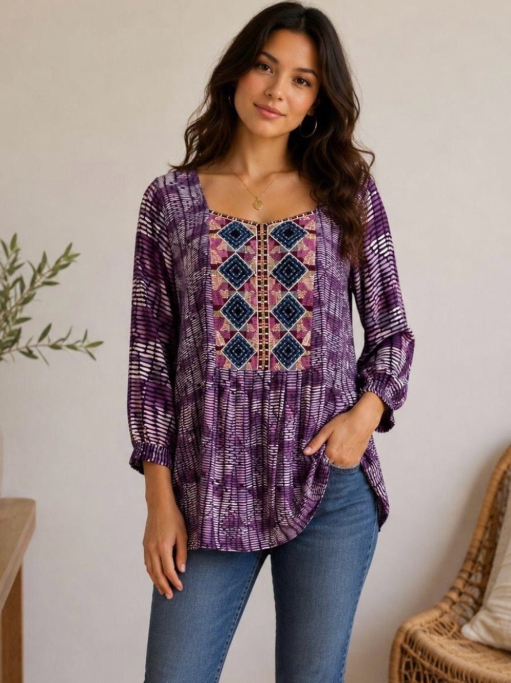 Soft Surroundings Elara Embroidered Tunic